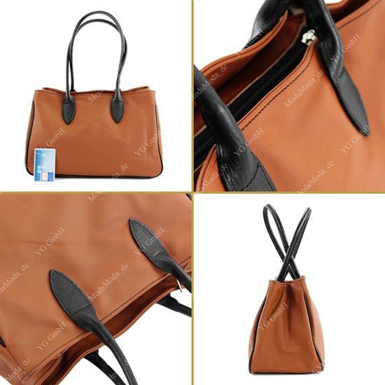 modamoda de - T51 -  ital Handtasche aus Leder Nappaleder