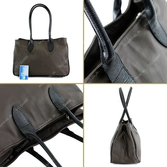 modamoda de - T51 -  ital Handtasche aus Leder Nappaleder