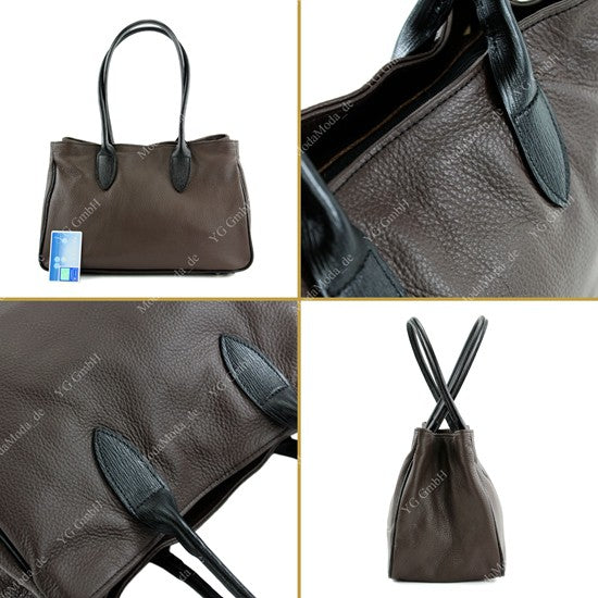 modamoda de - T51 -  ital Handtasche aus Leder Nappaleder