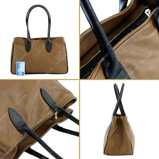 modamoda de - T51 -  ital Handtasche aus Leder Nappaleder