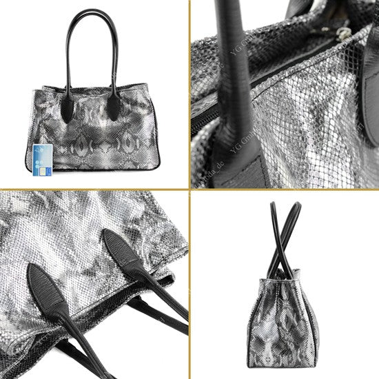 modamoda de - T51 -  ital Handtasche aus Leder Nappaleder