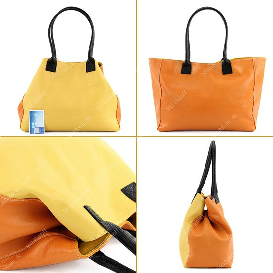 modamoda de - T60 -  ital Damen Schultertasche aus Leder Groß