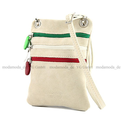 modamoda de – T64 -  ital Schultertasche aus Echt Wildleder