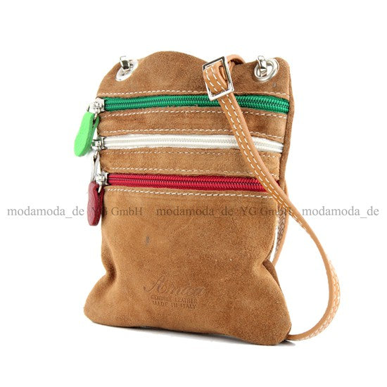 modamoda de – T64 -  ital Schultertasche aus Echt Wildleder