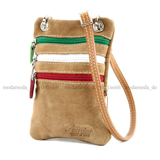 modamoda de – T64 -  ital Schultertasche aus Echt Wildleder