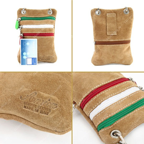 modamoda de – T64 -  ital Schultertasche aus Echt Wildleder