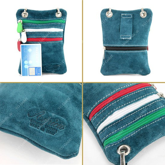 modamoda de – T64 -  ital Schultertasche aus Echt Wildleder