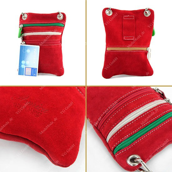 modamoda de – T64 -  ital Schultertasche aus Echt Wildleder