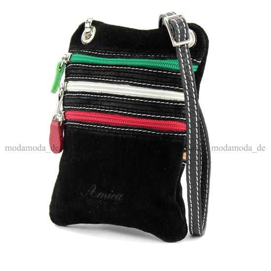 modamoda de – T64 -  ital Schultertasche aus Echt Wildleder