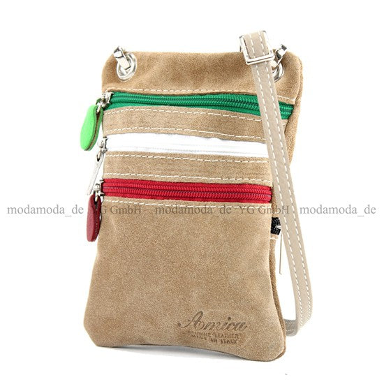 modamoda de – T64 -  ital Schultertasche aus Echt Wildleder