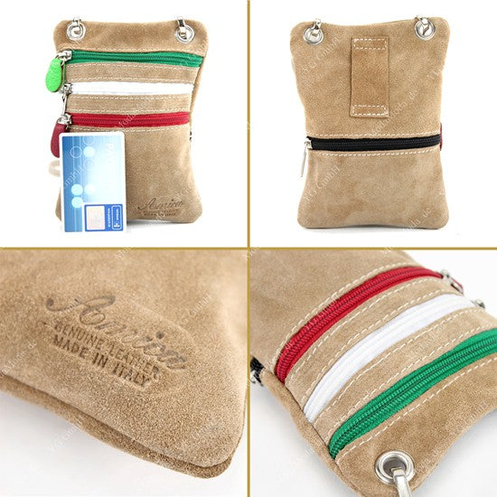 modamoda de – T64 -  ital Schultertasche aus Echt Wildleder