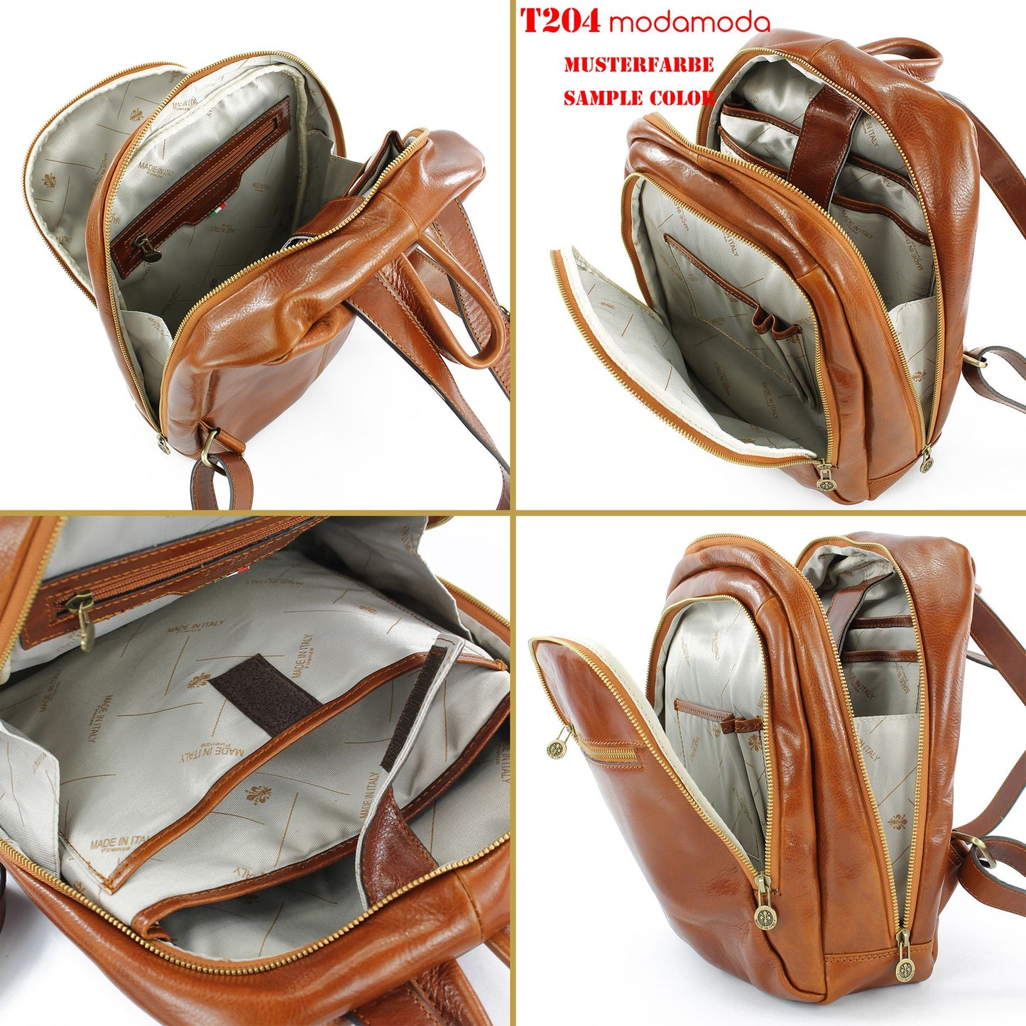 modamoda de - T204 -  ital. Unisex Rucksack aus Leder