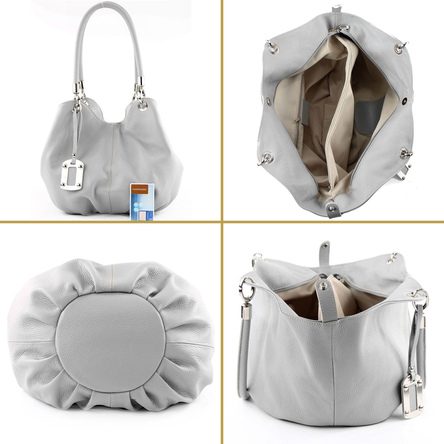 modamoda de 228 Damen Leder Schultertasche Hobo bag handmade in Italy