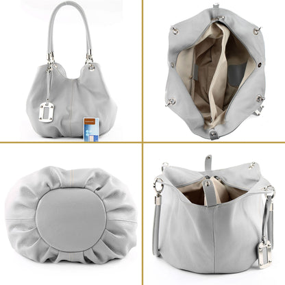 modamoda de 228 Damen Leder Schultertasche Hobo bag handmade in Italy