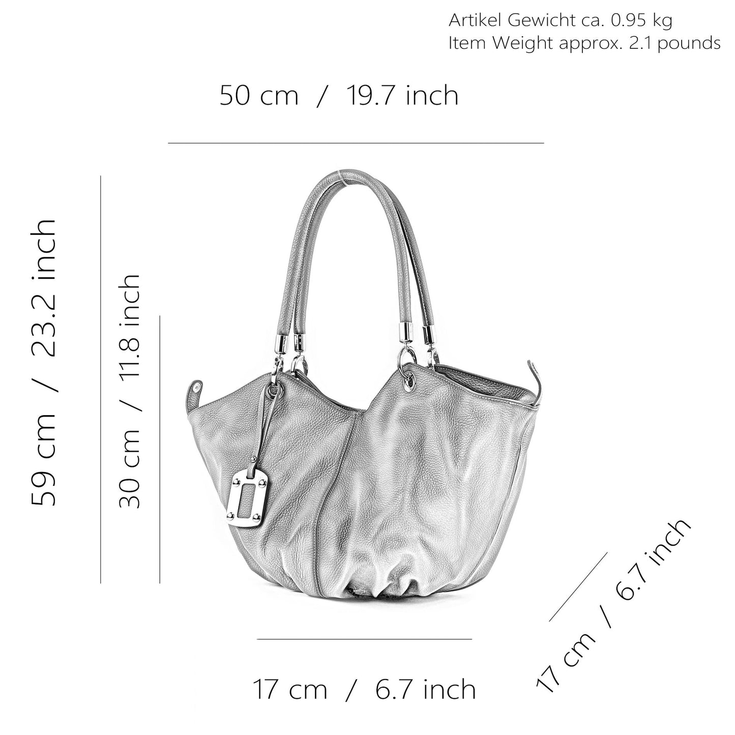 modamoda de 228 Damen Leder Schultertasche Hobo bag handmade in Italy