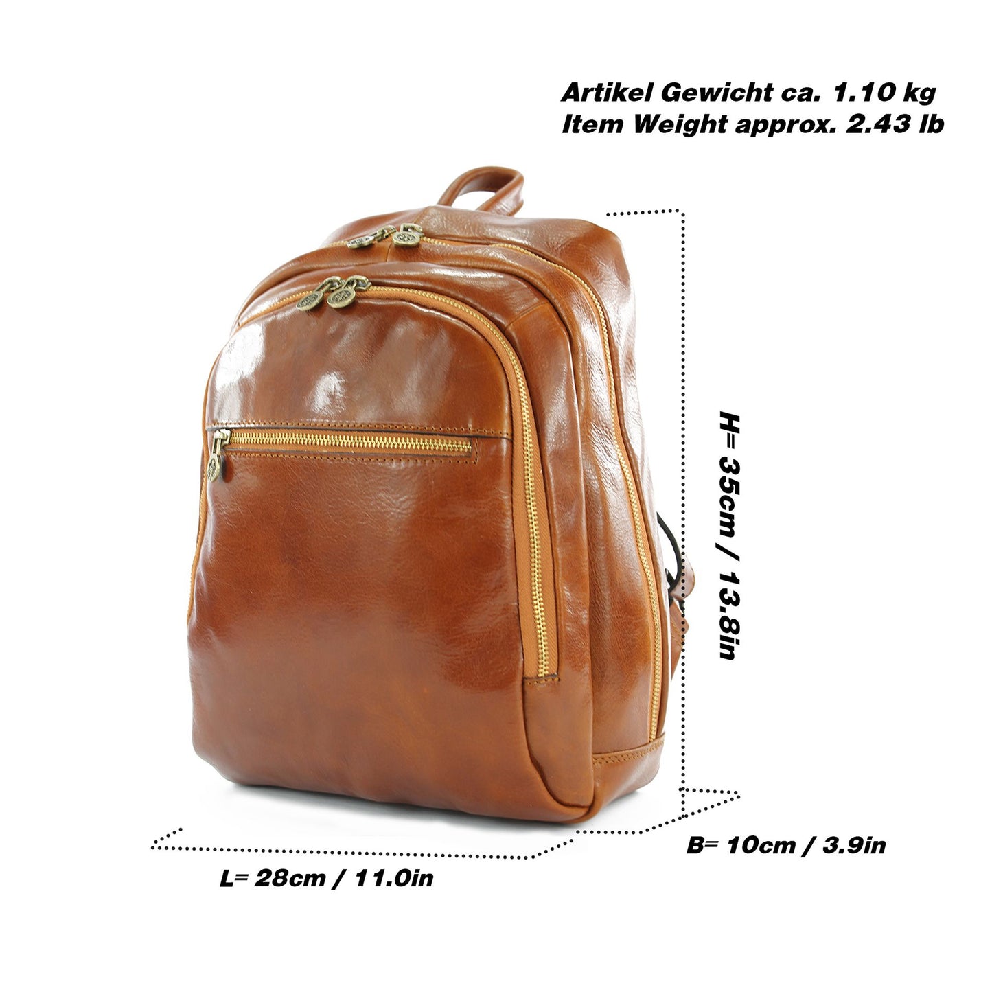modamoda de - T204 -  ital. Unisex Rucksack aus Leder