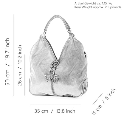 modamoda de 330 Damen Leder Nappaleder Wildleder Schultertasche Henkeltasche groß handmade in Italy