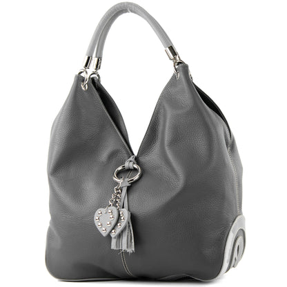modamoda de 330 Damen Leder Nappaleder Wildleder Schultertasche Henkeltasche groß handmade in Italy