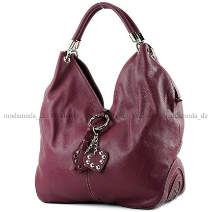 modamoda de 330 Damen Leder Nappaleder Wildleder Schultertasche Henkeltasche groß handmade in Italy