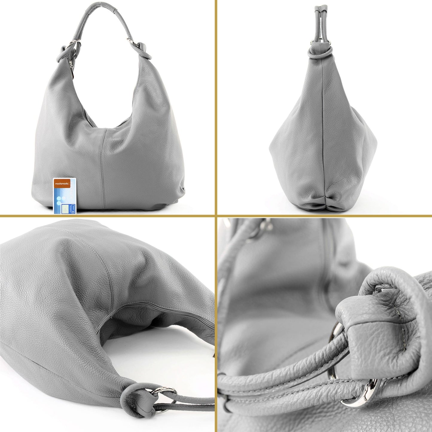 modamoda de 337 Damen Leder Schultertasche Shopper Large handmade in Italy