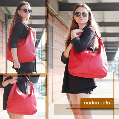 modamoda de 337 Damen Leder Schultertasche Shopper Large handmade in Italy