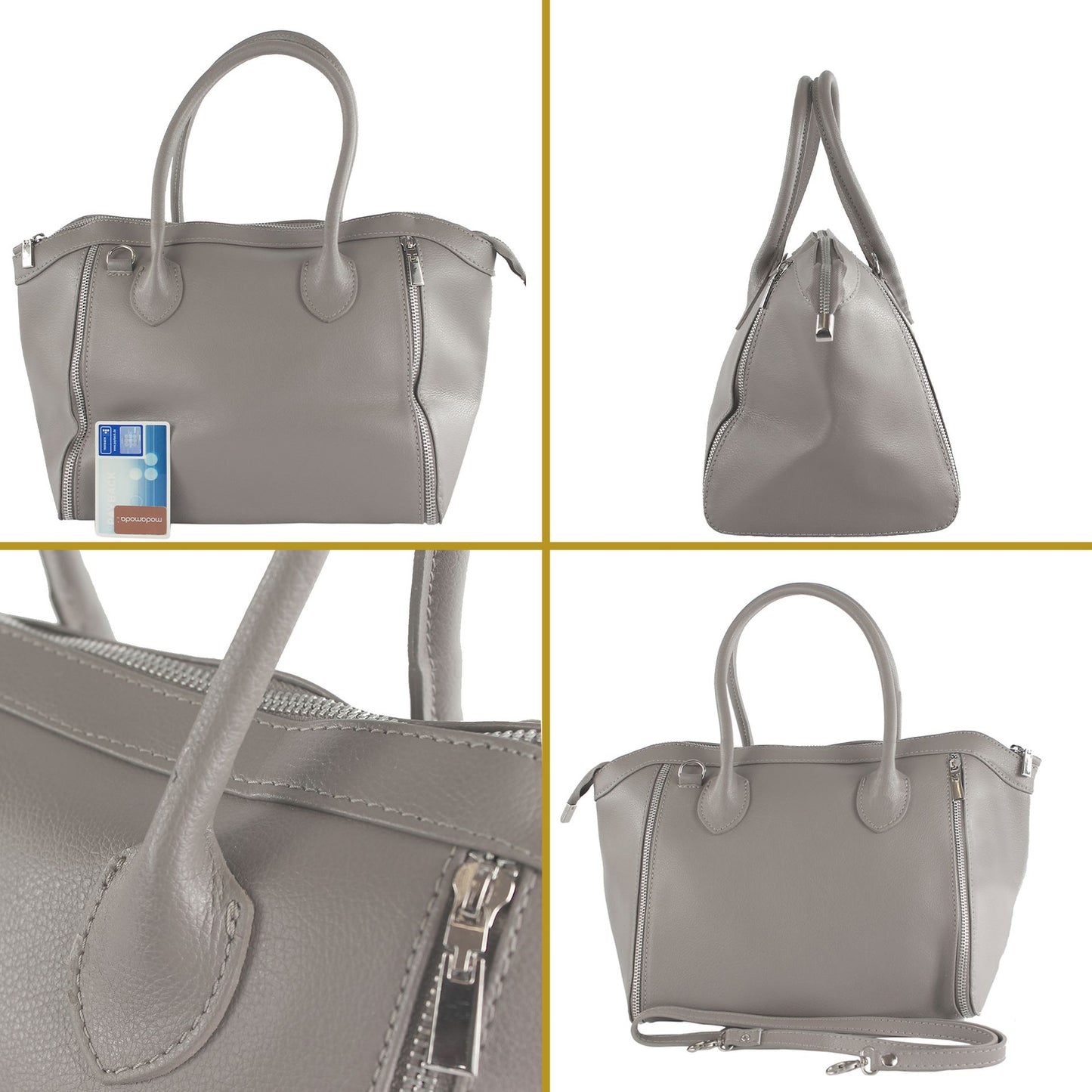 modamoda de - T44 -  ital Handtasche aus Echt Leder