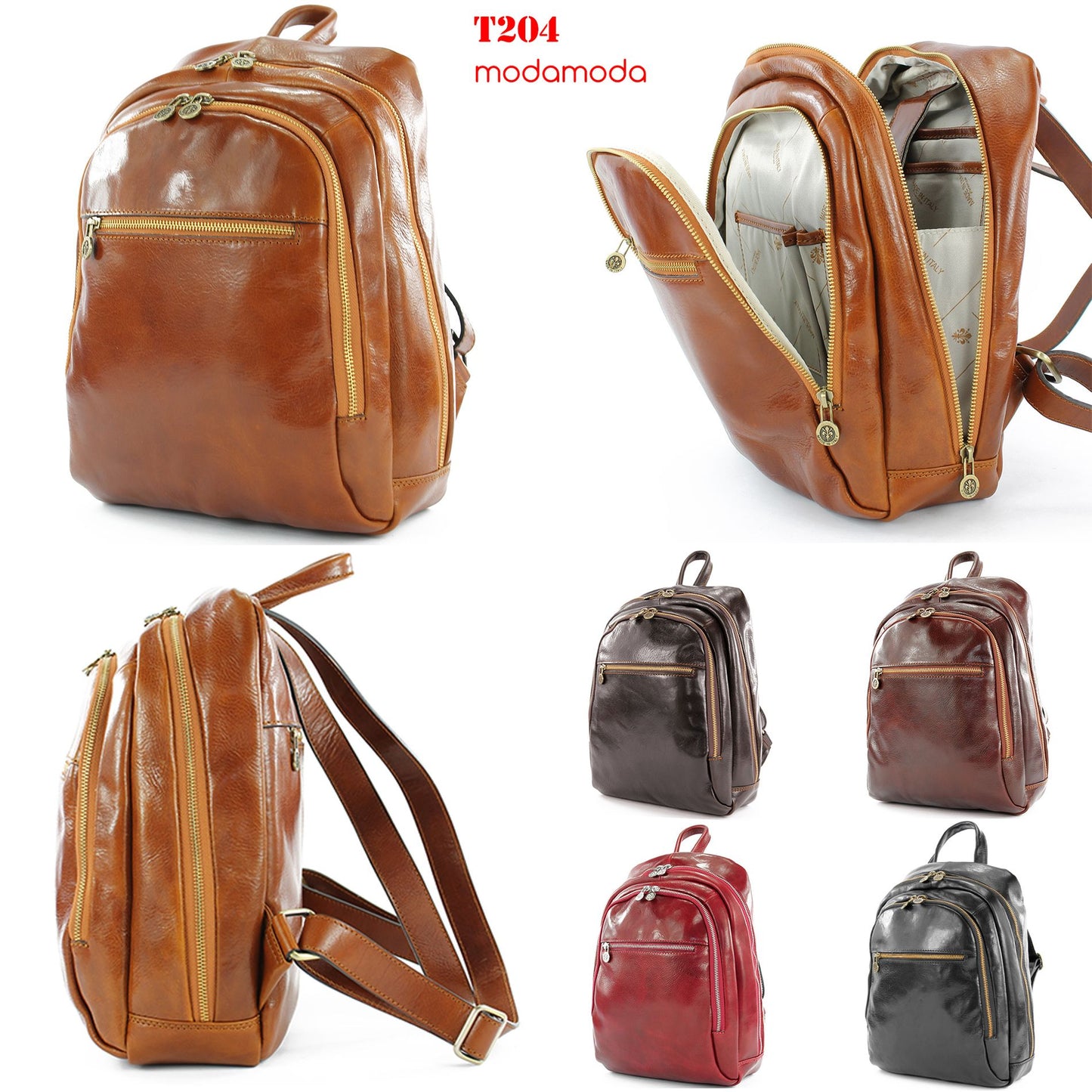 modamoda de - T204 -  ital. Unisex Rucksack aus Leder