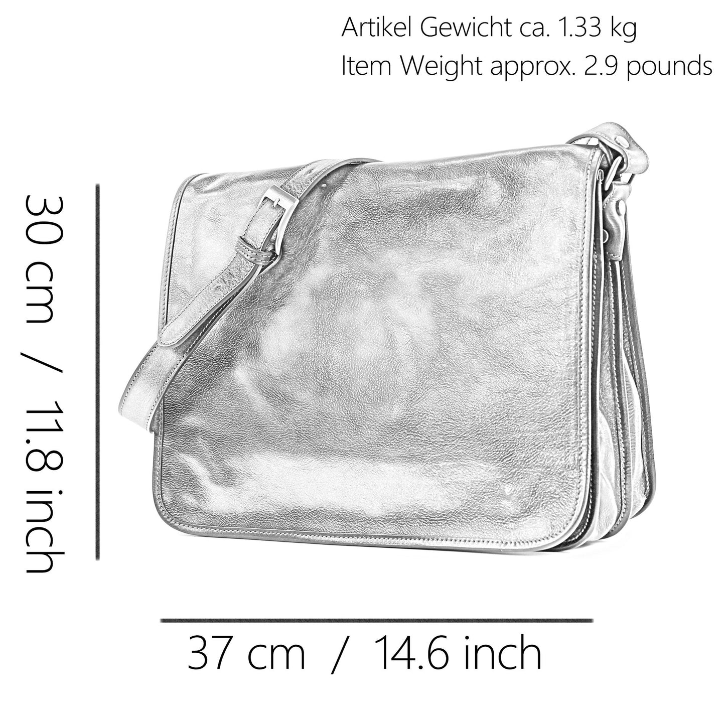 modamoda de A001 3 Größen Herren Unisex Leder Umhängetasche Messenger Bag handmade in Italy