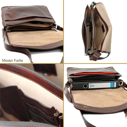 modamoda de A001 3 Größen Herren Unisex Leder Umhängetasche Messenger Bag handmade in Italy
