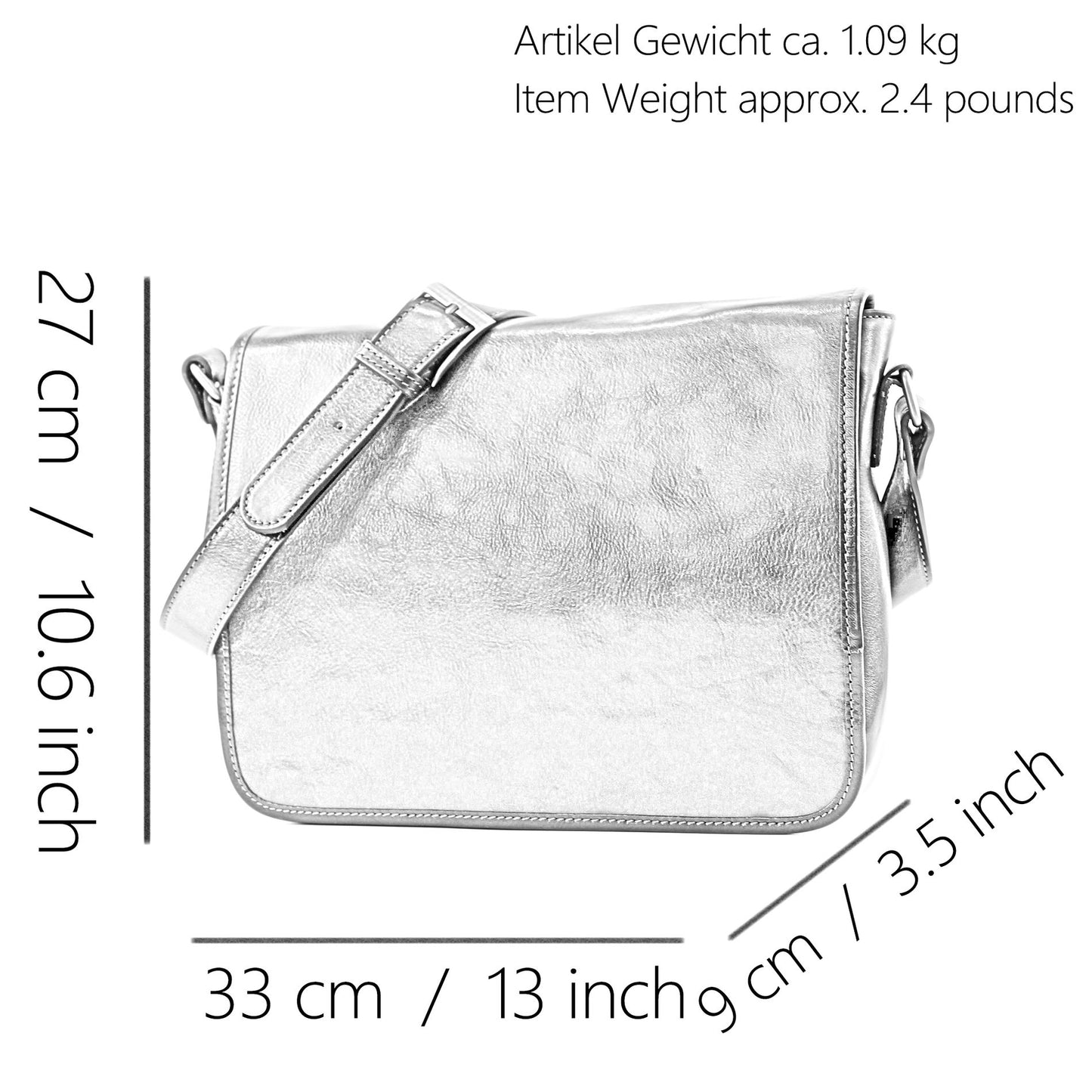 modamoda de A001 3 Größen Herren Unisex Leder Umhängetasche Messenger Bag handmade in Italy