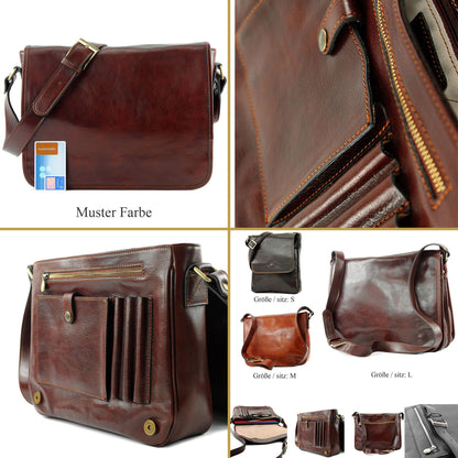 modamoda de A001 3 Größen Herren Unisex Leder Umhängetasche Messenger Bag handmade in Italy