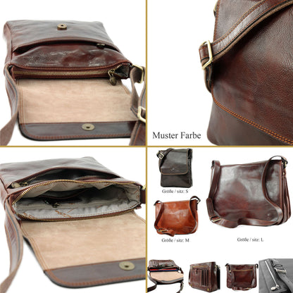 modamoda de A001 3 Größen Herren Unisex Leder Umhängetasche Messenger Bag handmade in Italy
