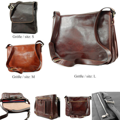 modamoda de A001 3 Größen Herren Unisex Leder Umhängetasche Messenger Bag handmade in Italy