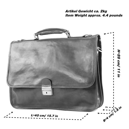 modamoda de A002 Herren Unisex Leder Business Laptop Aktentasche DIN A4  handmade in Italy