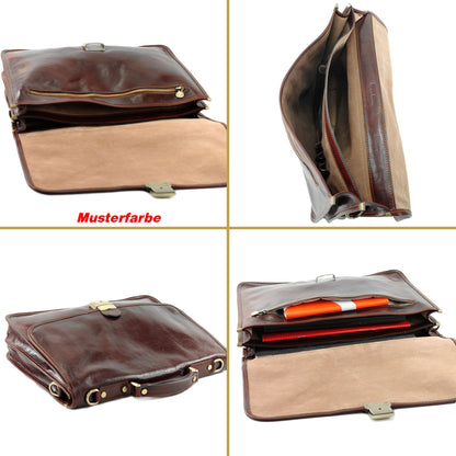 modamoda de A002 Herren Unisex Leder Business Laptop Aktentasche DIN A4  handmade in Italy
