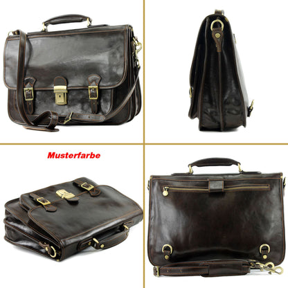modamoda de A003 Herren Unisex Leder Business Laptop Aktentasche DIN A4  handmade in Italy