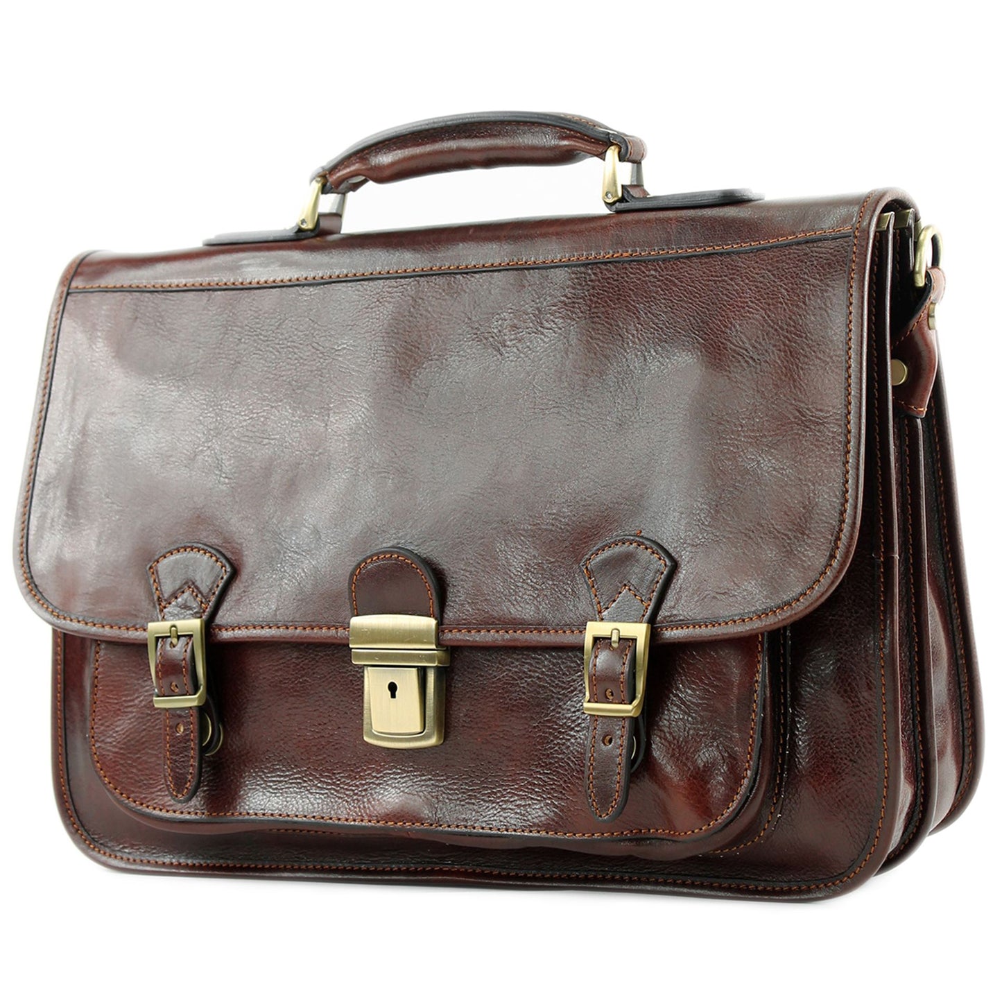 modamoda de A003 Herren Unisex Leder Business Laptop Aktentasche DIN A4  handmade in Italy