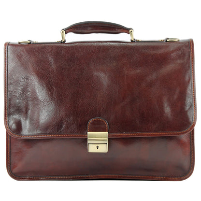 modamoda de A002 Herren Unisex Leder Business Laptop Aktentasche DIN A4  handmade in Italy