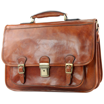 modamoda de A003 Herren Unisex Leder Business Laptop Aktentasche DIN A4  handmade in Italy