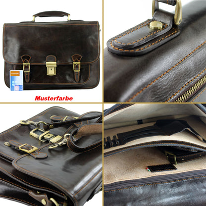 modamoda de A003 Herren Unisex Leder Business Laptop Aktentasche DIN A4  handmade in Italy
