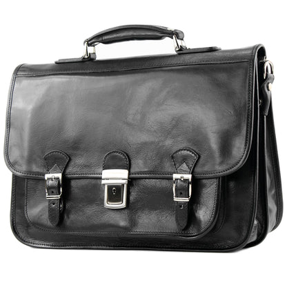 modamoda de A003 Herren Unisex Leder Business Laptop Aktentasche DIN A4  handmade in Italy