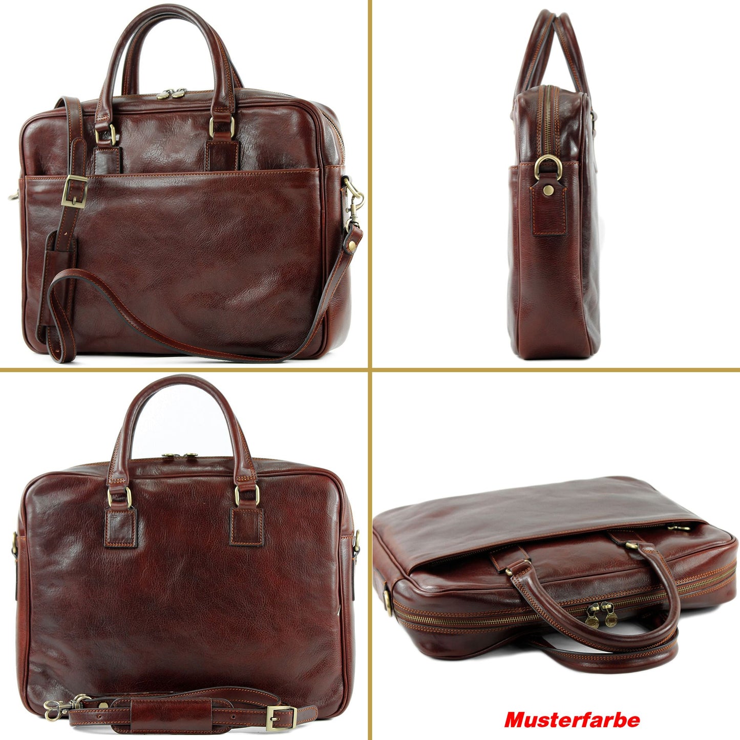 modamoda de A004 Herren Unisex Leder Reisetasche Laptop Aktentasche DIN A4  handmade in Italy