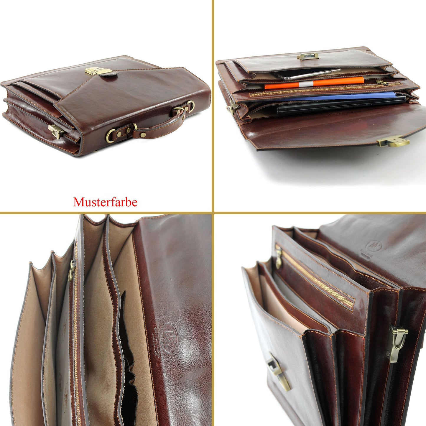 modamoda de - A009 - ital. Business Laptop Akten Tasche Leder