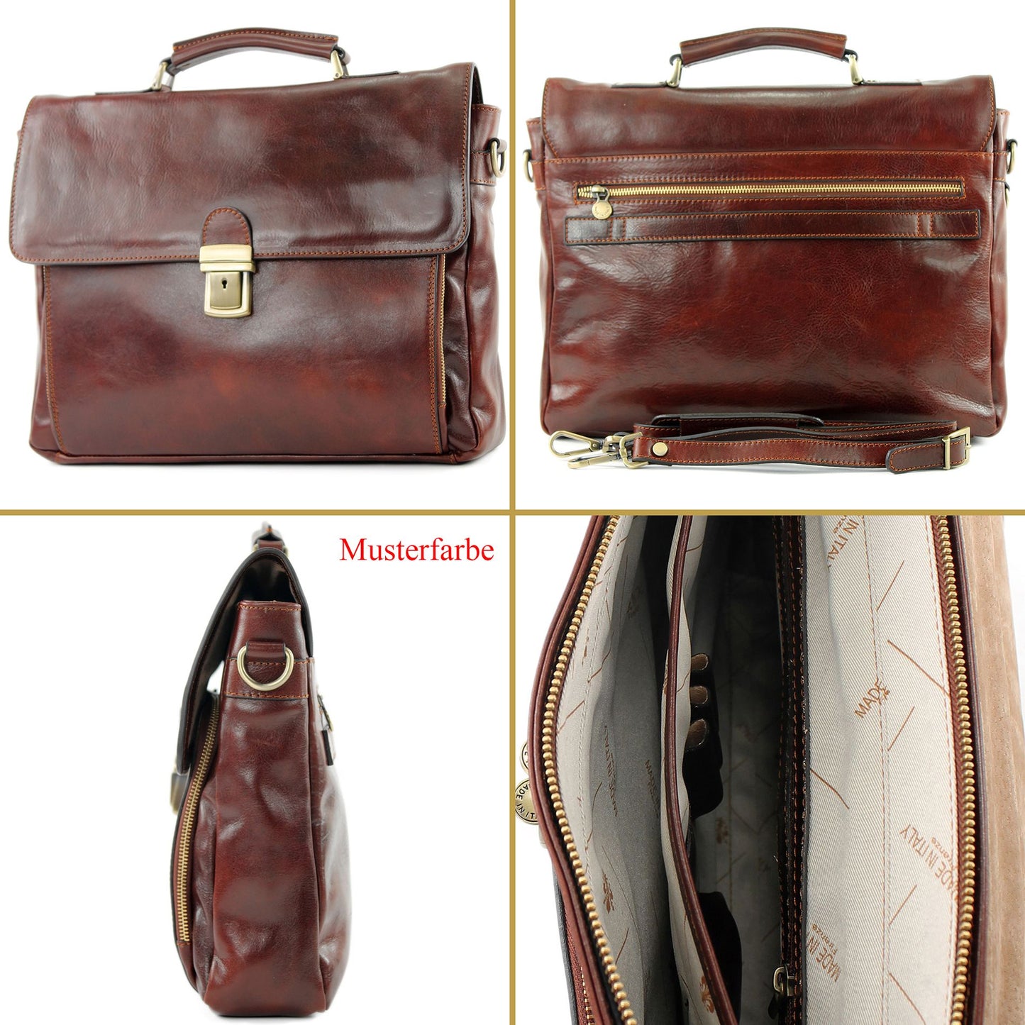 modamoda de - A010 - ital. Business Laptop Akten Tasche Leder