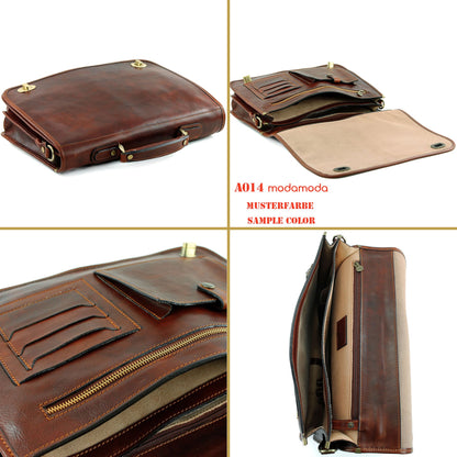 modamoda de - A014 - ital. Business Laptop Akten Tasche Leder