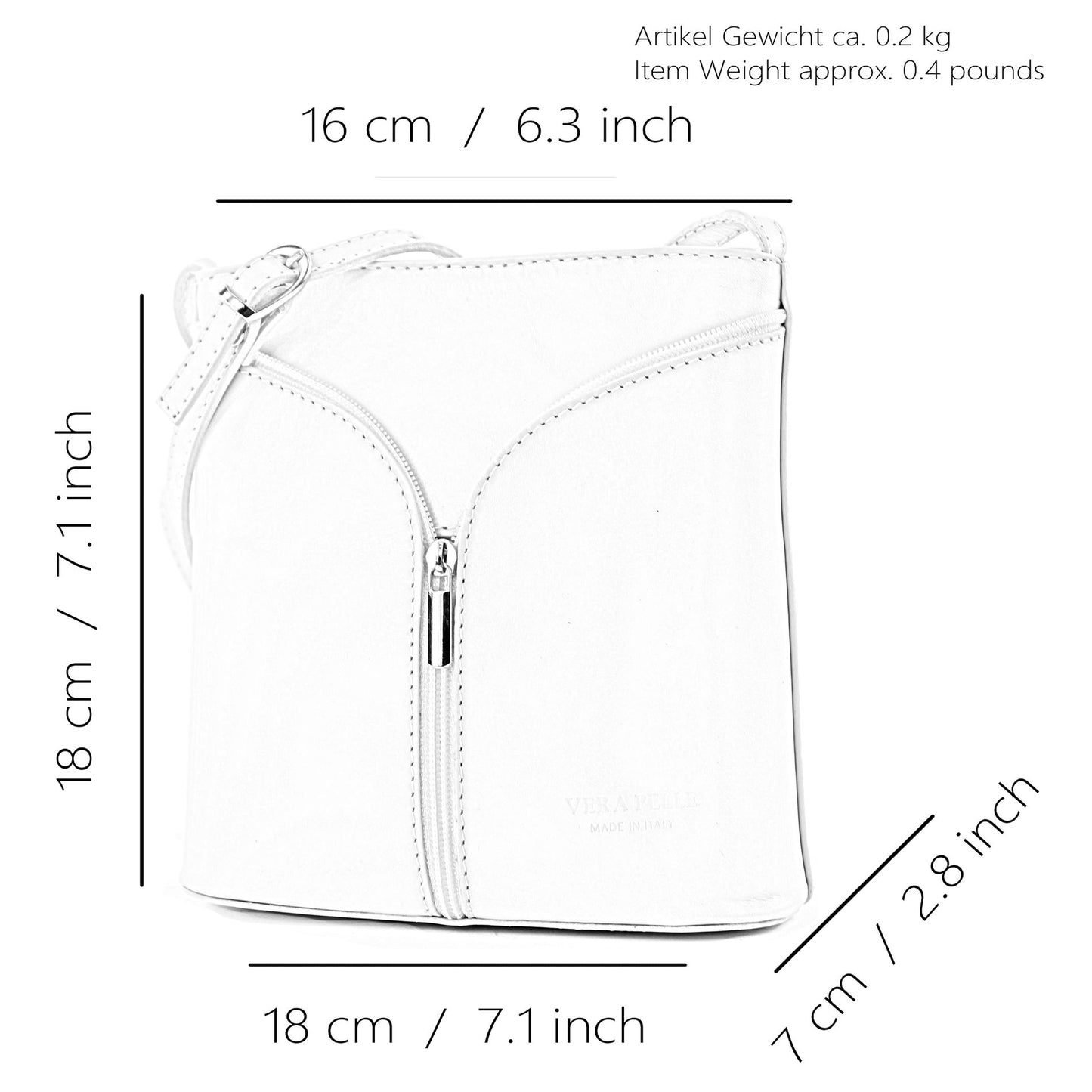 modamoda de -  D19 - ital Kleine Umhängetasche aus Leder
