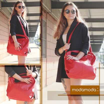 modamoda de -  DS26 - ital Damenhandtasche aus Nappaleder