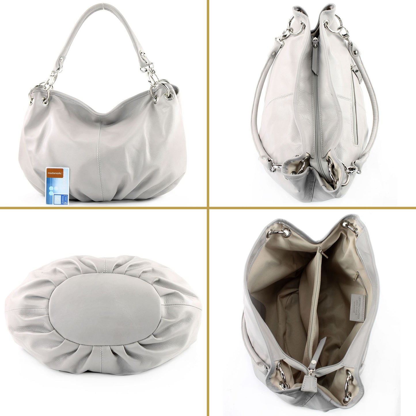 modamoda de IT40 Damen Leder / Nappaleder Schultertasche Hobo Bag handmade in Italy