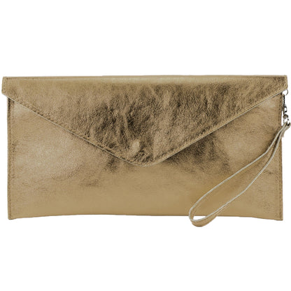 modamoda de - M106-151 - ital. Clutch Handgelenktasche Leder Metallic