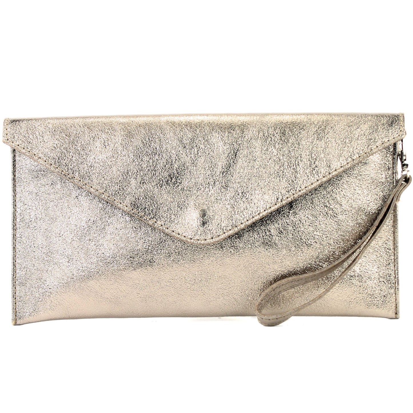 modamoda de - M106-151 - ital. Clutch Handgelenktasche Leder Metallic